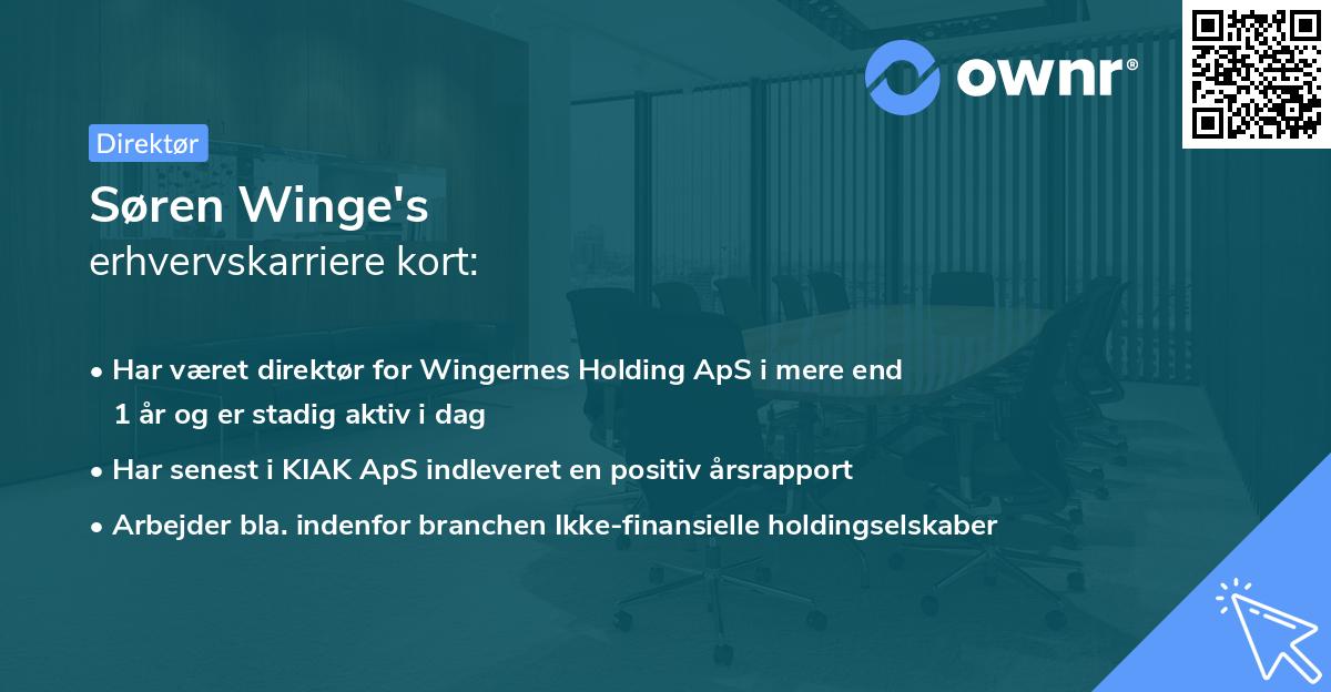 Søren Winge's erhvervskarriere kort