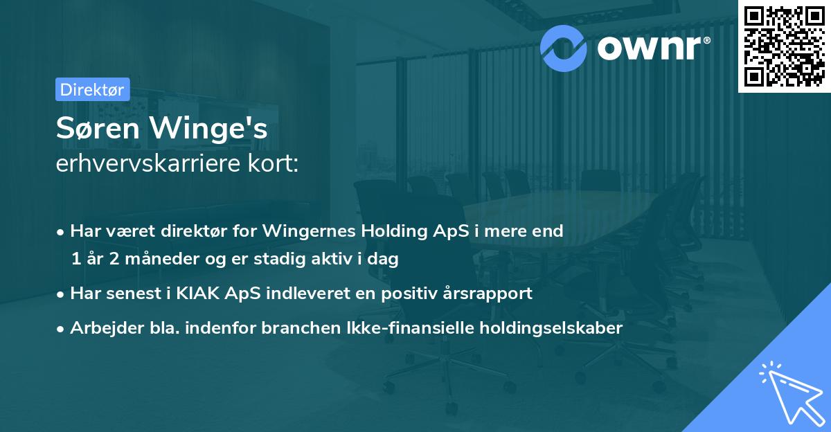 Søren Winge's erhvervskarriere kort