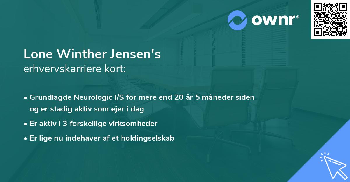 Lone Winther Jensen's erhvervskarriere kort