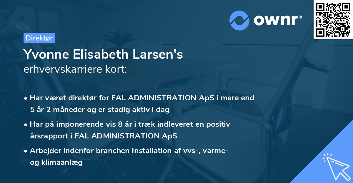 Yvonne Elisabeth Larsen's erhvervskarriere kort
