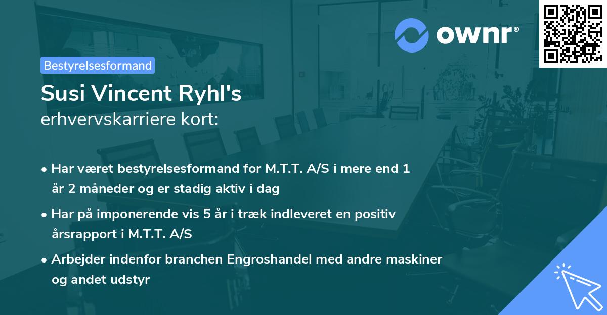 Susi Vincent Ryhl's erhvervskarriere kort