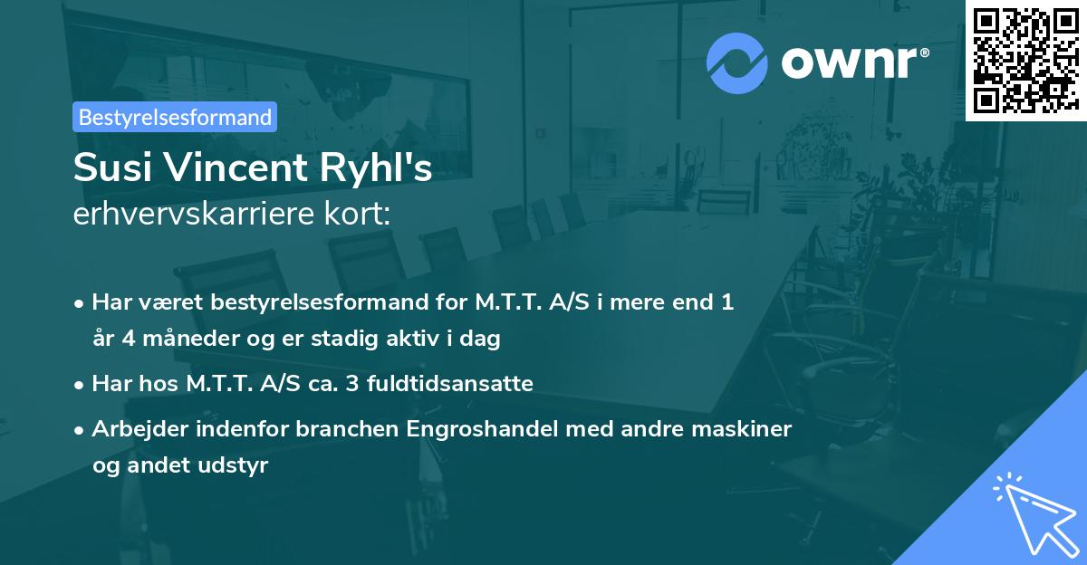 Susi Vincent Ryhl's erhvervskarriere kort