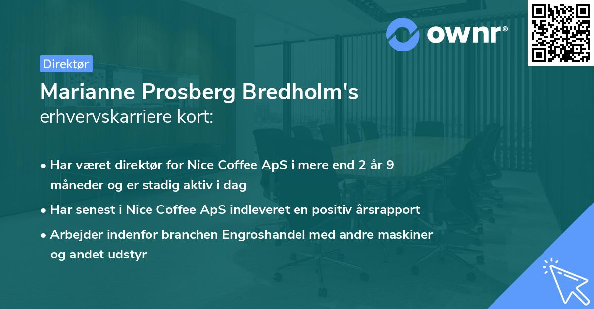 Marianne Prosberg Bredholm's erhvervskarriere kort