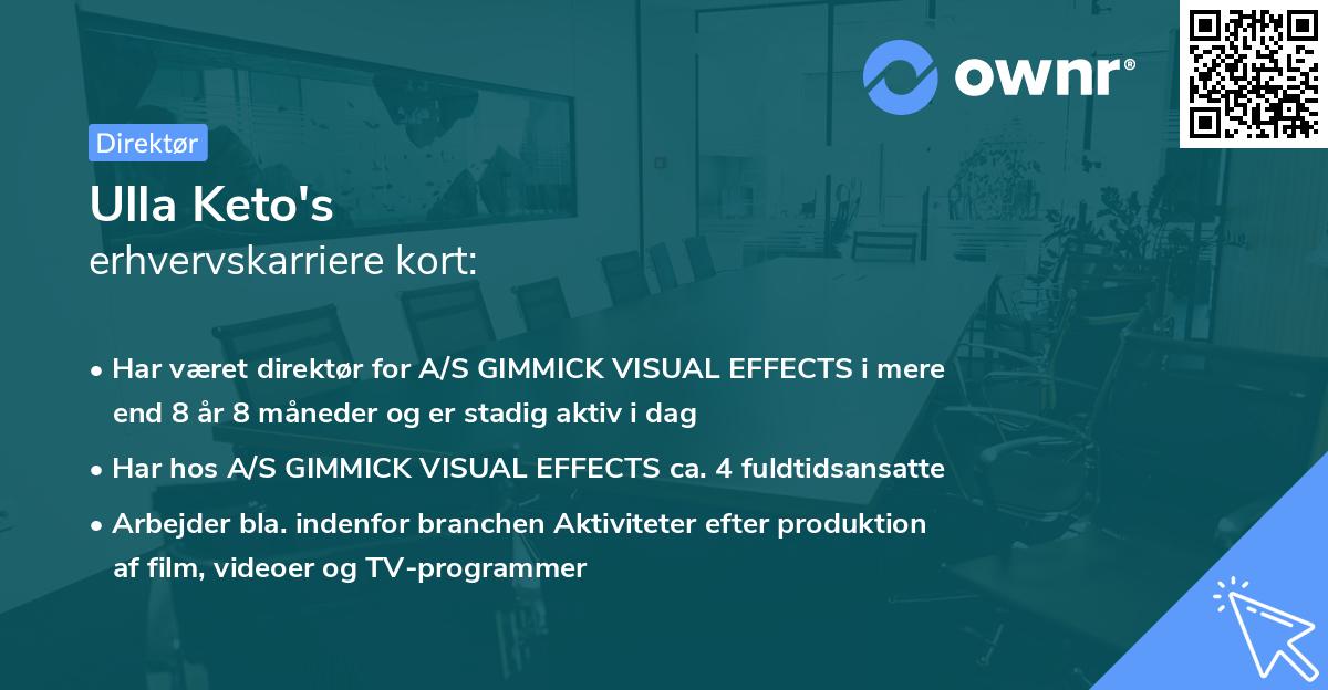 Ulla Keto's erhvervskarriere kort