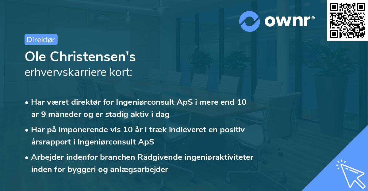 Ole Christensen's erhvervskarriere kort