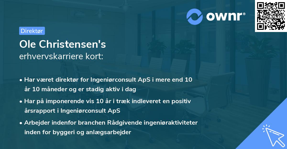 Ole Christensen's erhvervskarriere kort