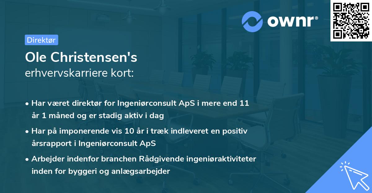 Ole Christensen's erhvervskarriere kort