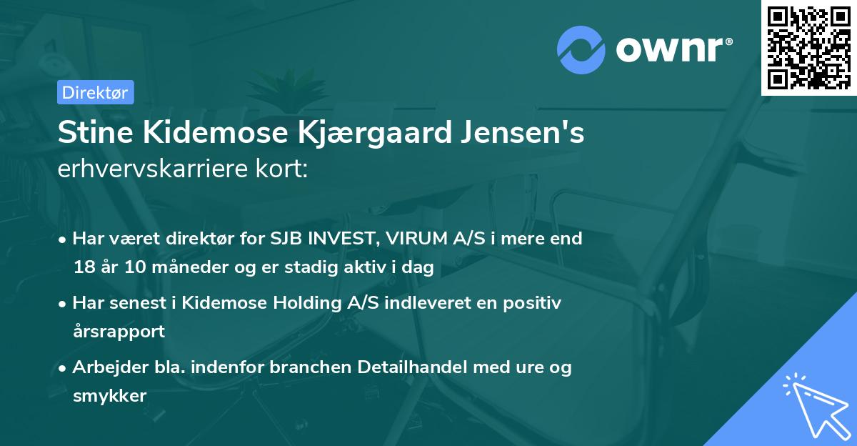 Stine Kidemose Kjærgaard Jensen's erhvervskarriere kort
