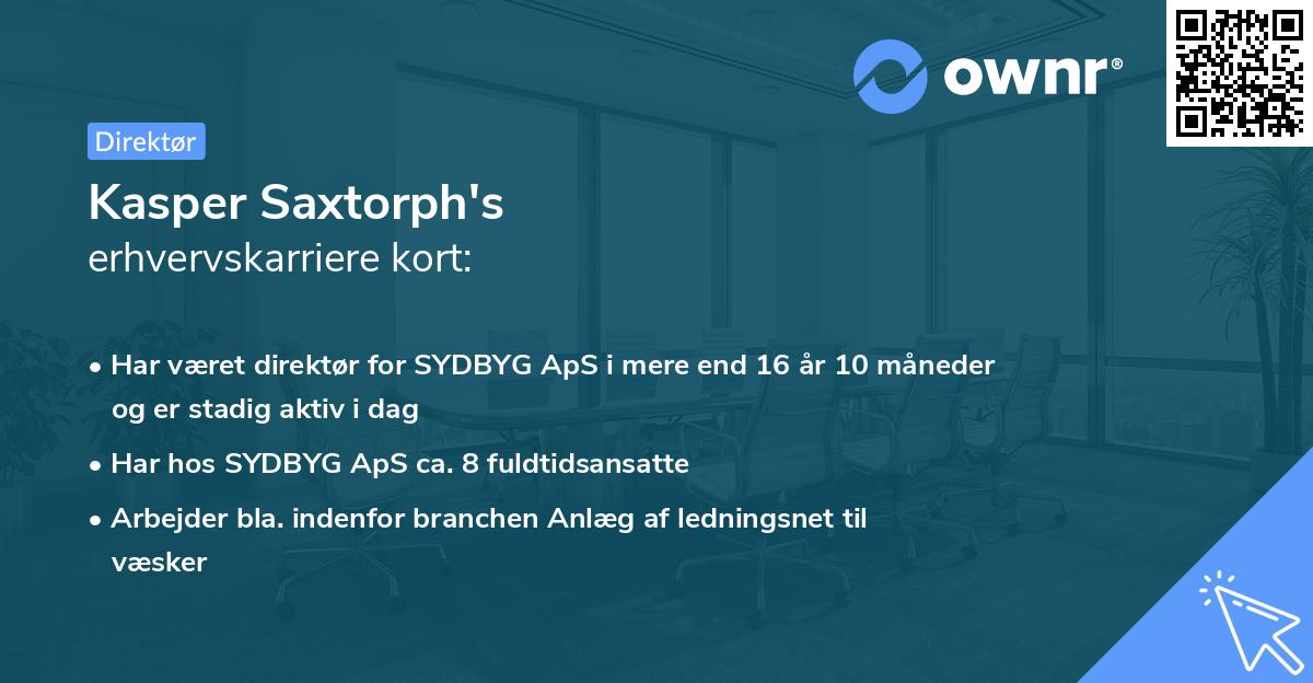 Kasper Saxtorph's erhvervskarriere kort