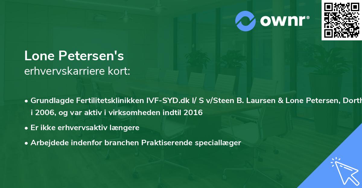 Lone Petersen's erhvervskarriere kort