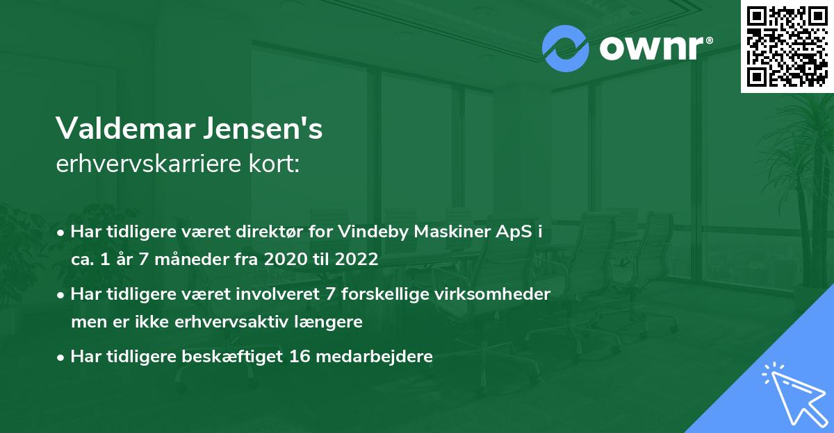 Valdemar Jensen's erhvervskarriere kort