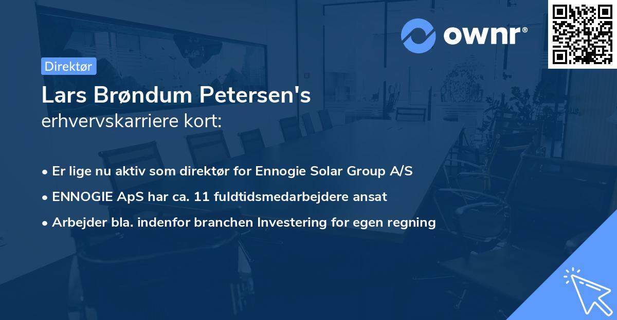 Lars Brøndum Petersen's erhvervskarriere kort