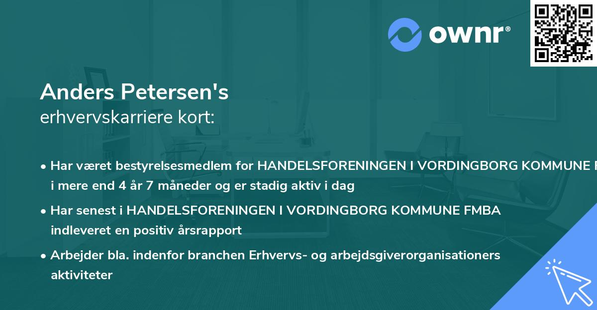 Anders Petersen's erhvervskarriere kort