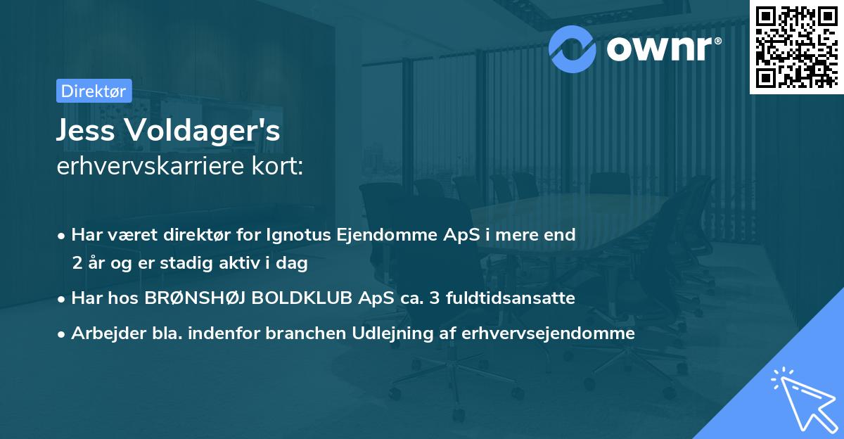 Jess Voldager's erhvervskarriere kort