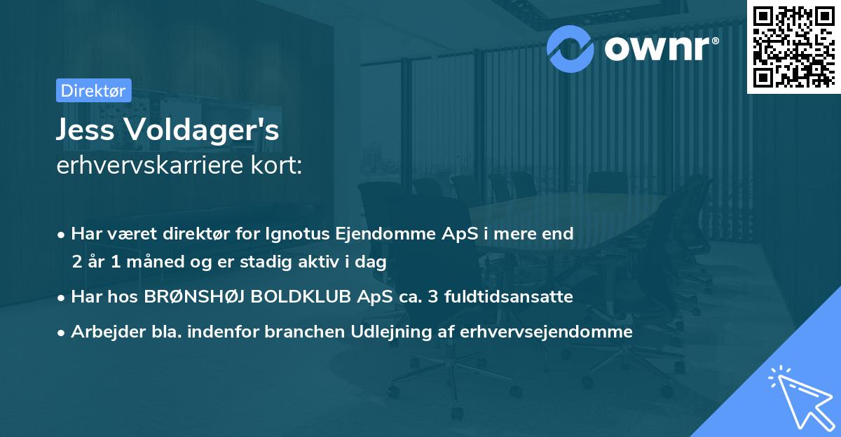 Jess Voldager's erhvervskarriere kort