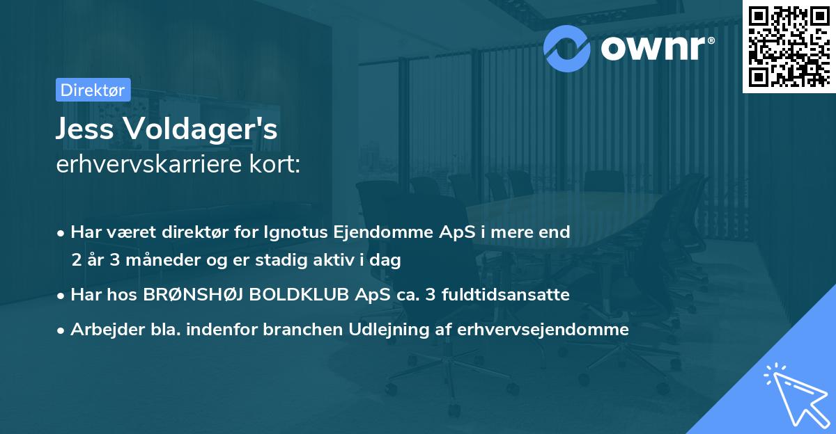 Jess Voldager's erhvervskarriere kort