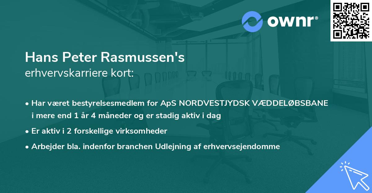 Hans Peter Rasmussen's erhvervskarriere kort