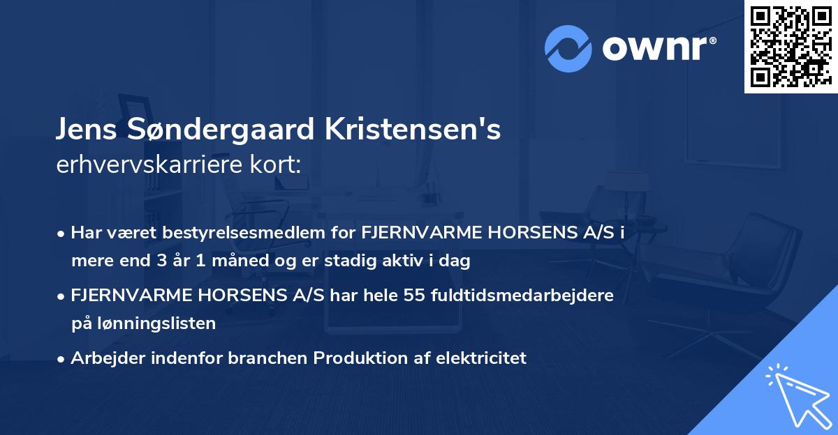 Jens Søndergaard Kristensen's erhvervskarriere kort