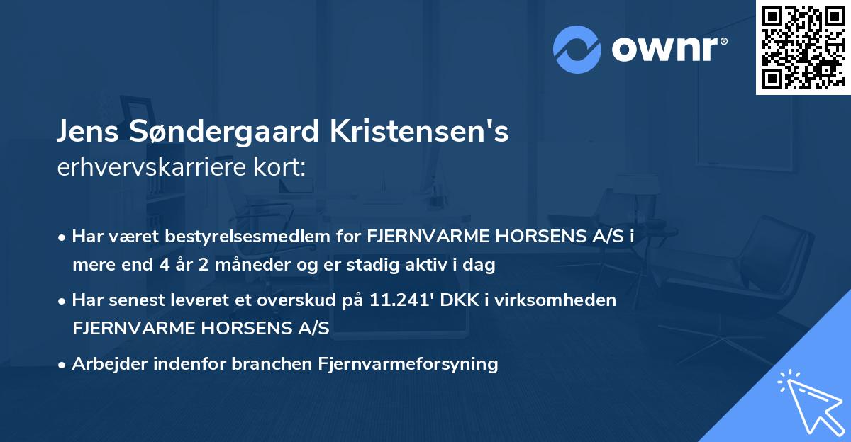 Jens Søndergaard Kristensen's erhvervskarriere kort