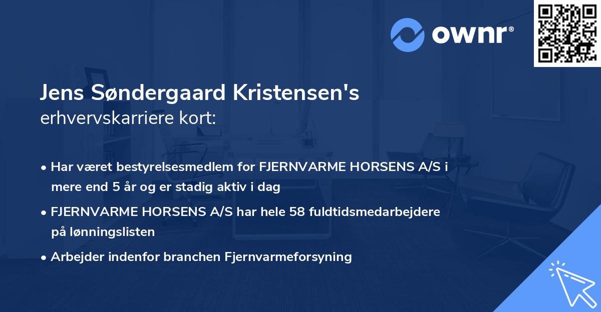 Jens Søndergaard Kristensen's erhvervskarriere kort
