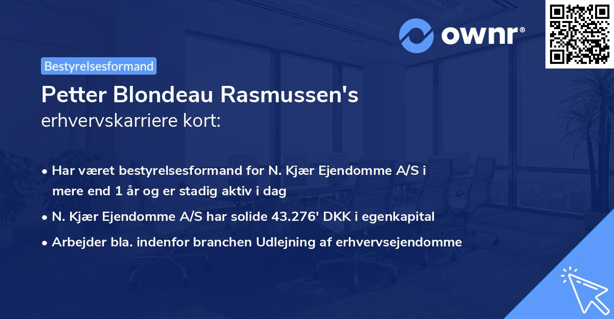 Petter Blondeau Rasmussen's erhvervskarriere kort