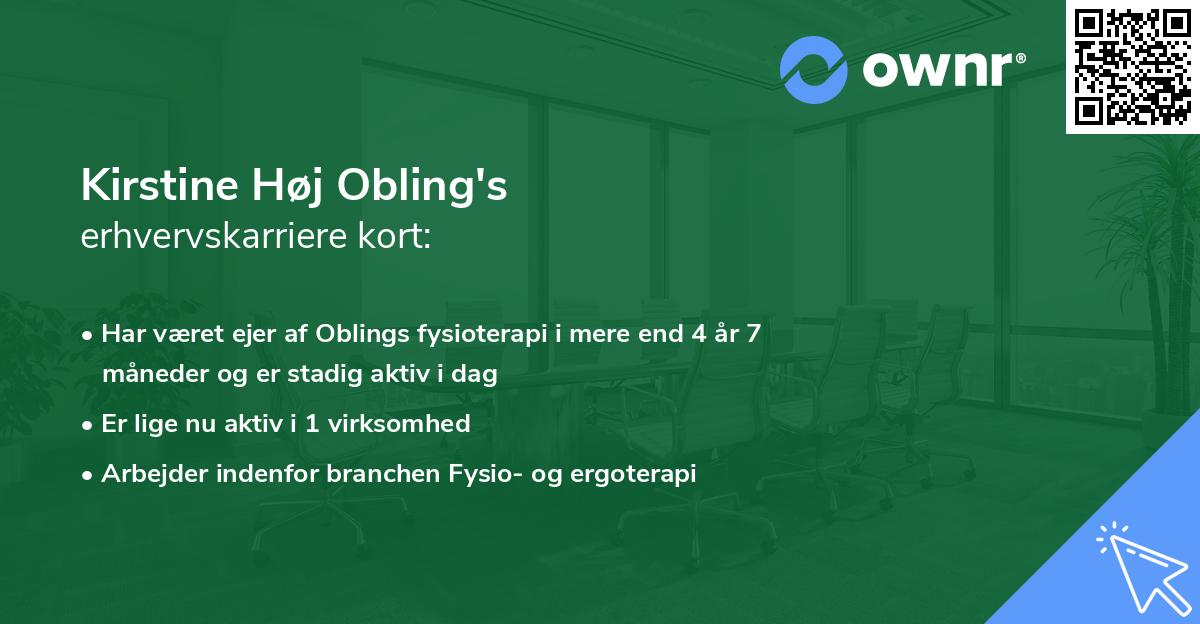 Kirstine Høj Obling's erhvervskarriere kort