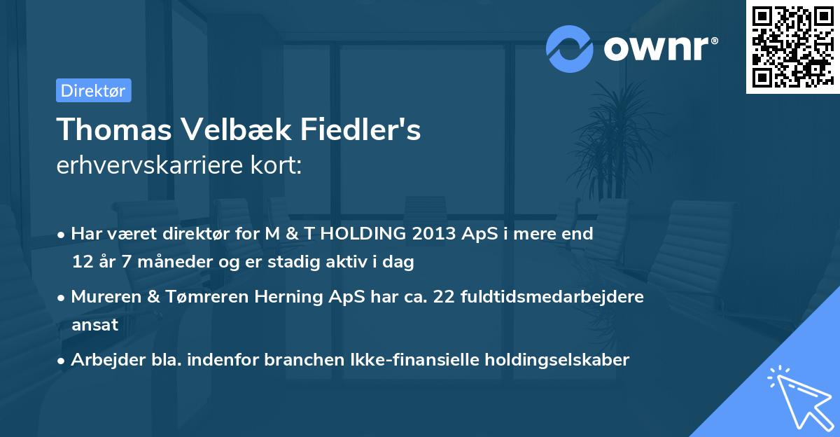 Thomas Velbæk Fiedler's erhvervskarriere kort