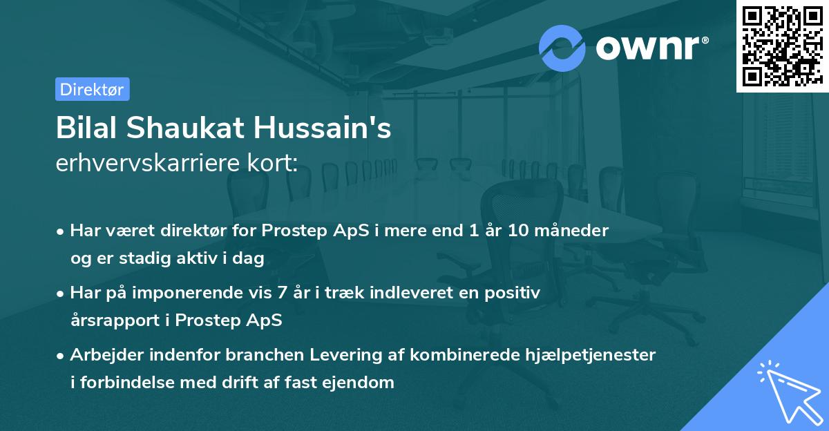 Bilal Shaukat Hussain's erhvervskarriere kort