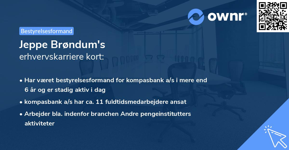 Jeppe Brøndum's erhvervskarriere kort