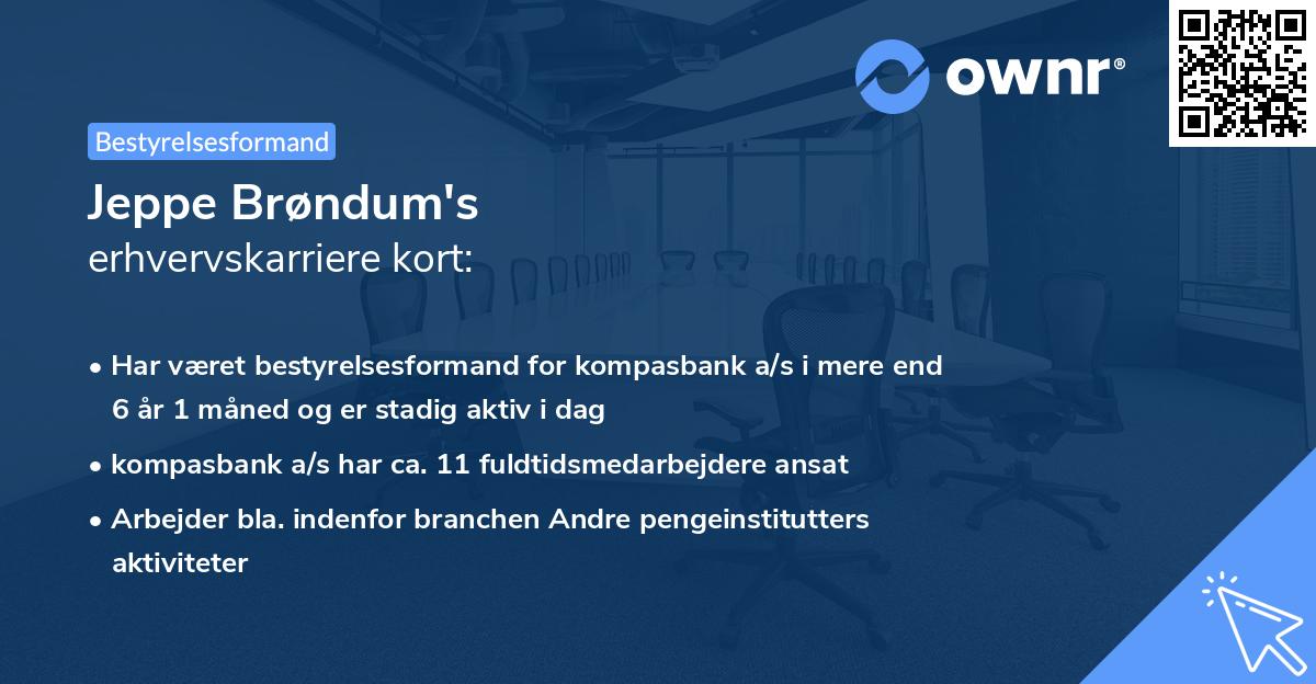 Jeppe Brøndum's erhvervskarriere kort
