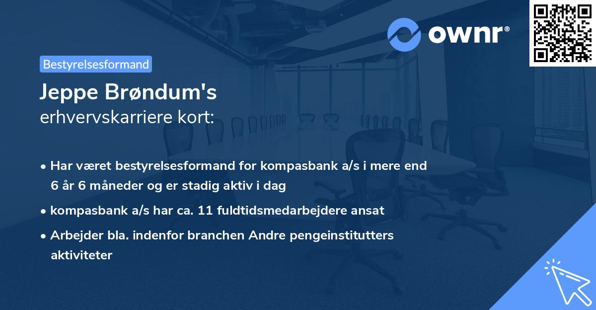 Jeppe Brøndum's erhvervskarriere kort