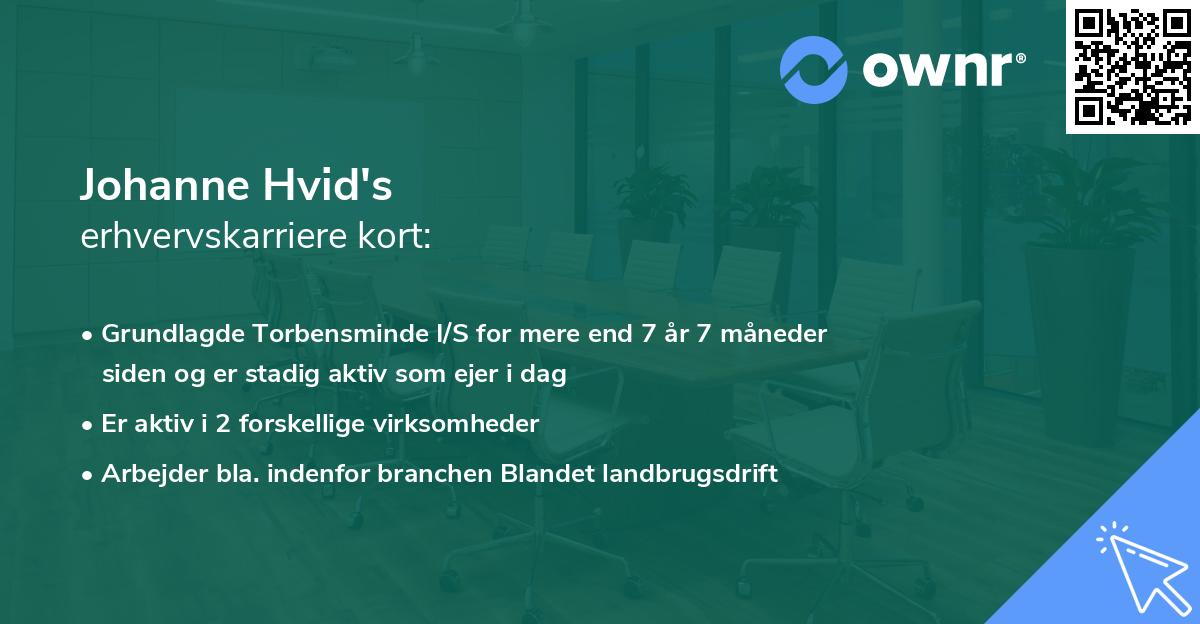 Johanne Hvid's erhvervskarriere kort