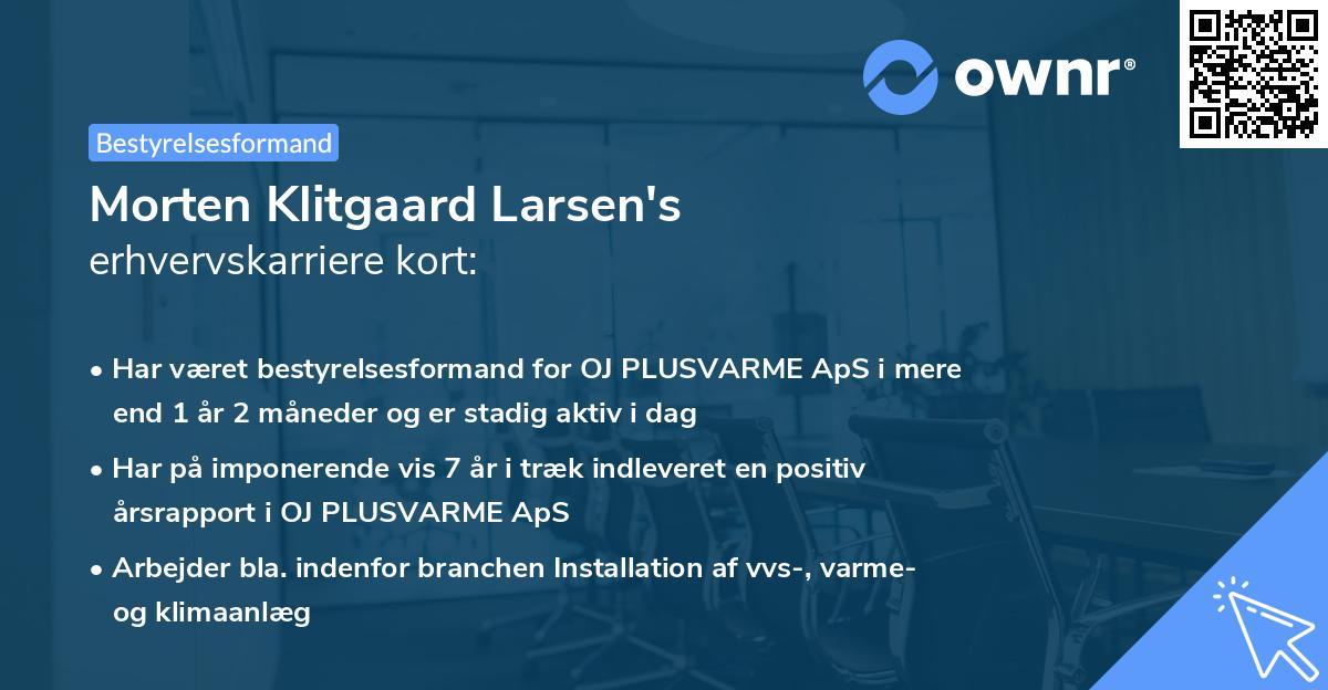 Morten Klitgaard Larsen's erhvervskarriere kort
