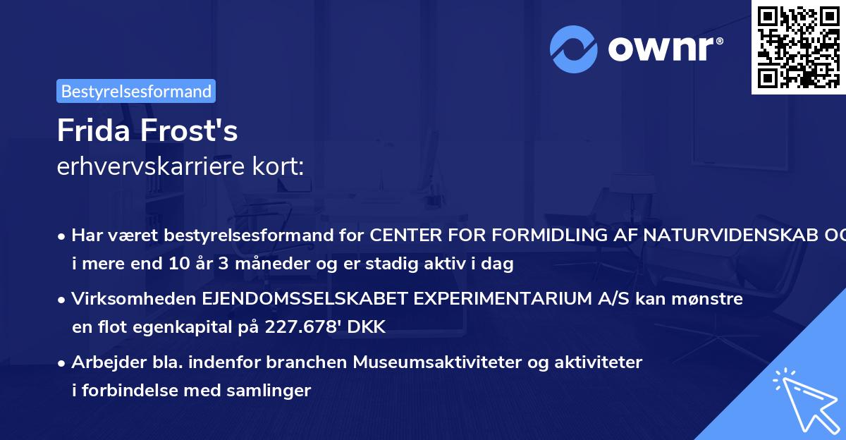 Frida Frost's erhvervskarriere kort
