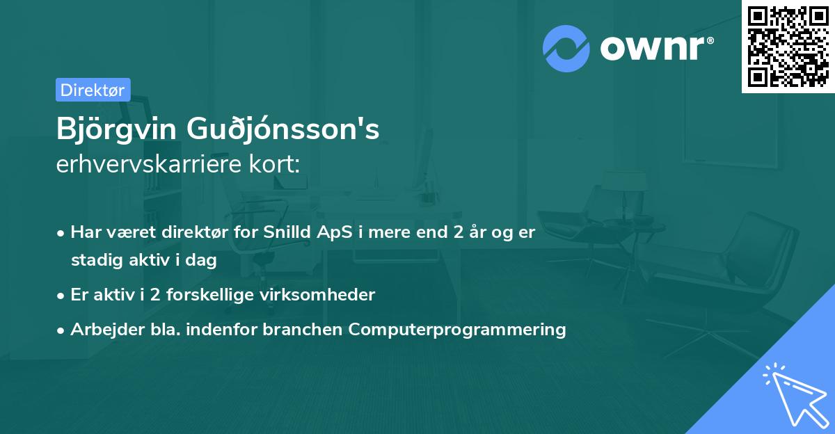 Björgvin Guðjónsson's erhvervskarriere kort
