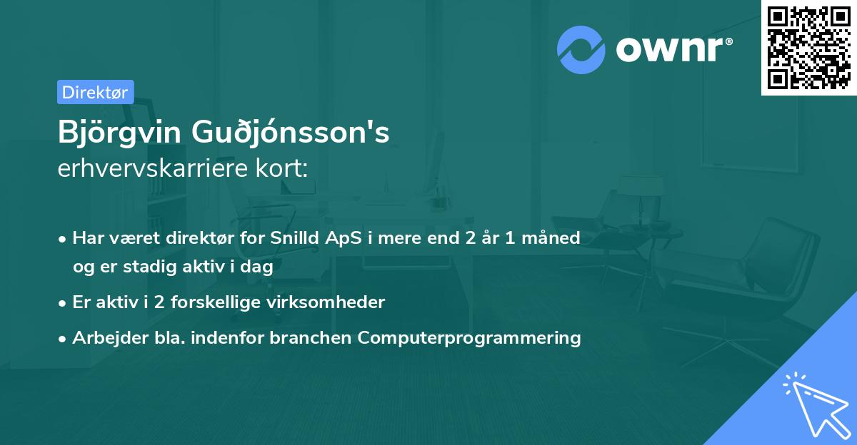 Björgvin Guðjónsson's erhvervskarriere kort