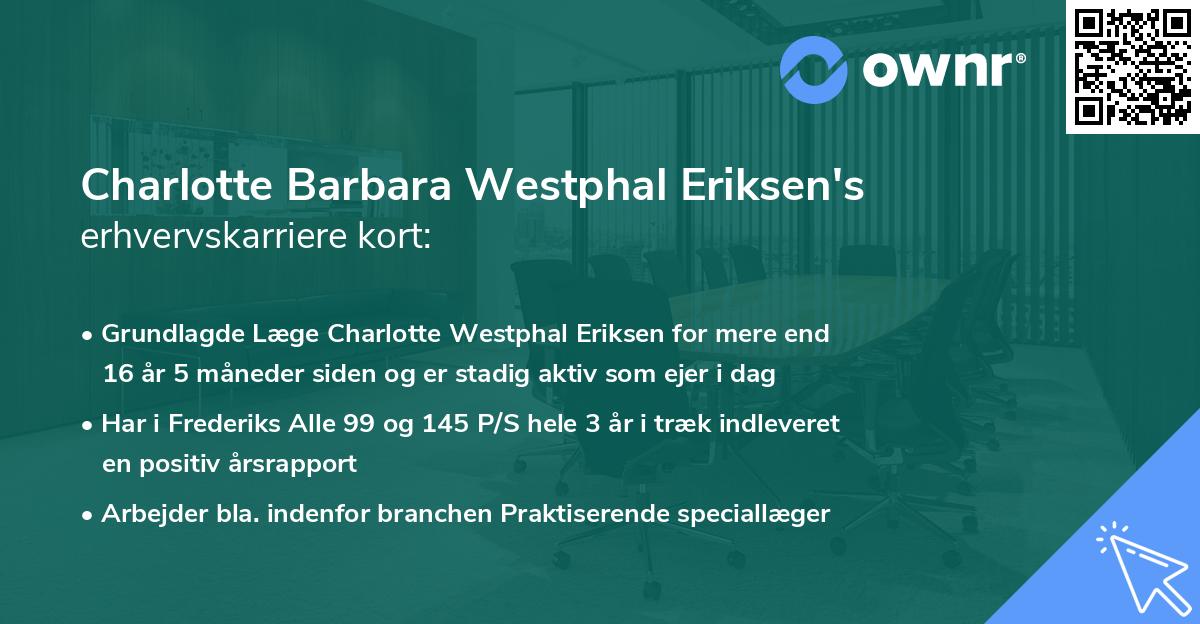 Charlotte Barbara Westphal Eriksen's erhvervskarriere kort