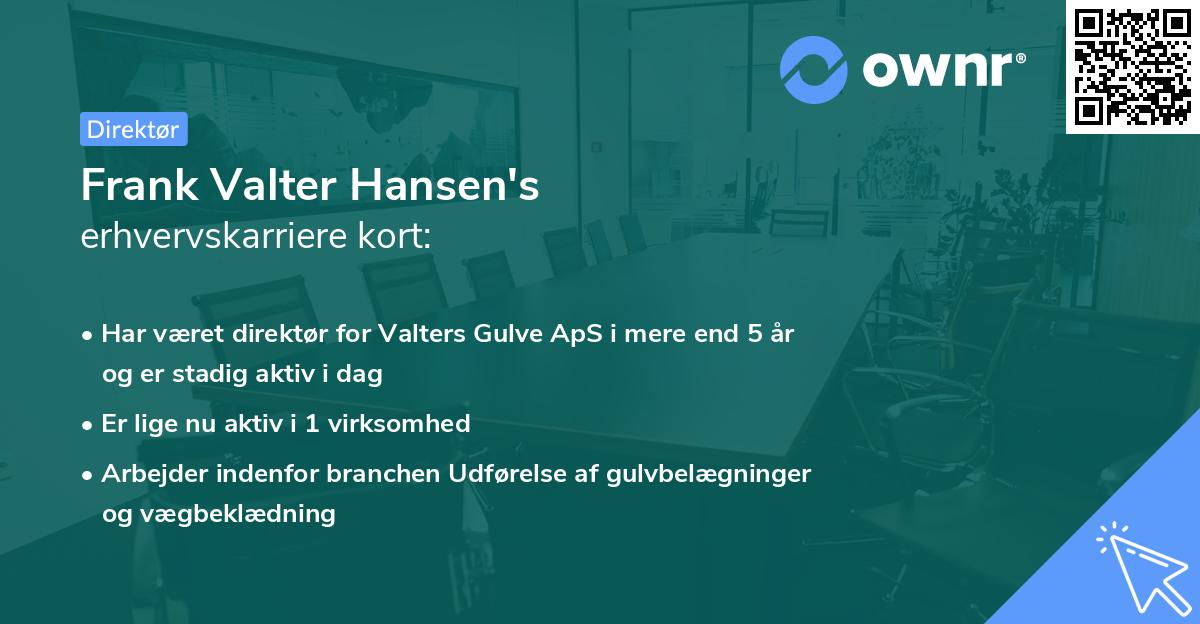 Frank Valter Hansen's erhvervskarriere kort