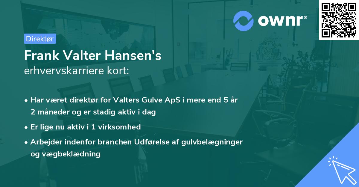 Frank Valter Hansen's erhvervskarriere kort