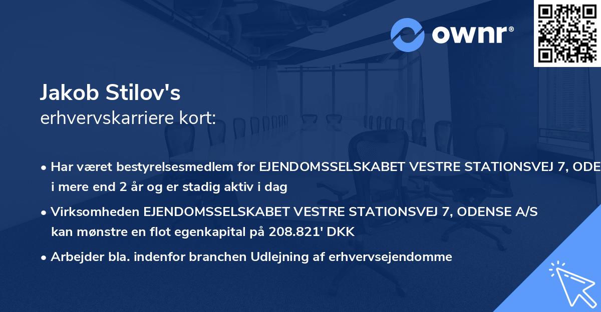 Jakob Stilov's erhvervskarriere kort