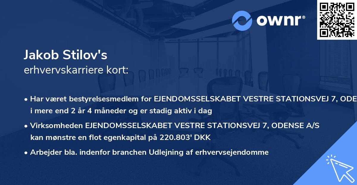 Jakob Stilov's erhvervskarriere kort