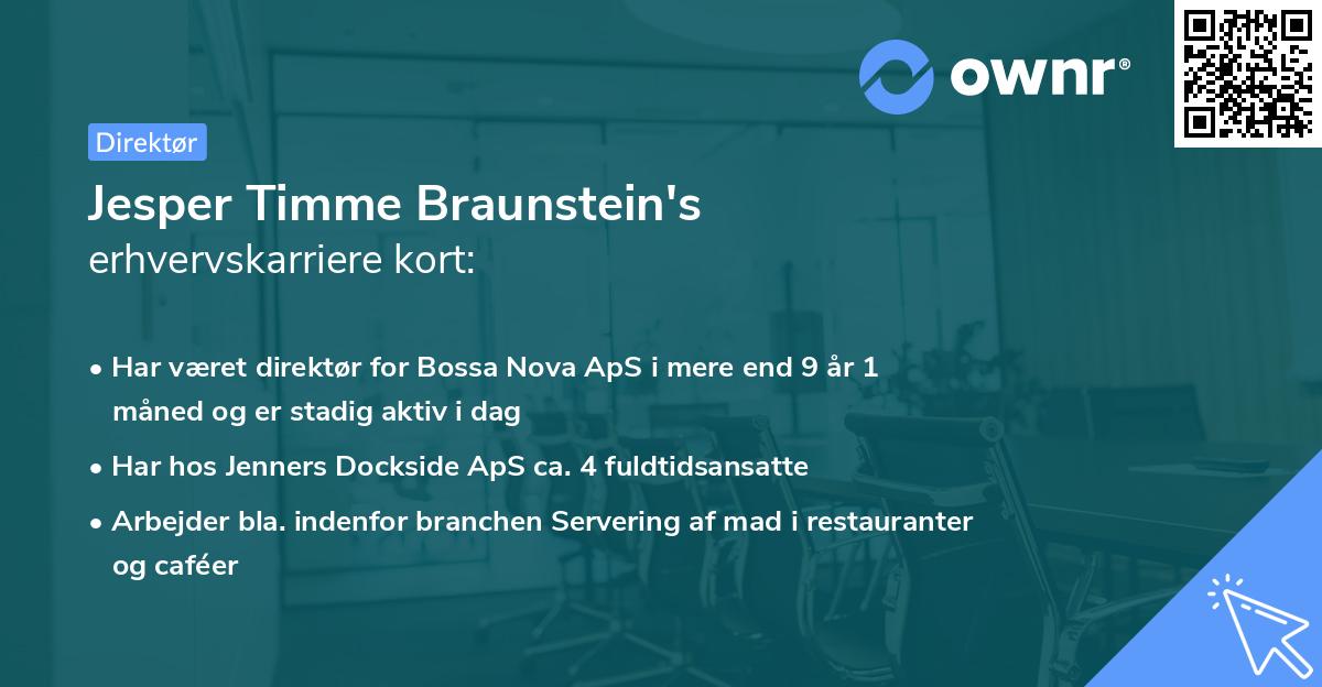 Jesper Timme Braunstein's erhvervskarriere kort