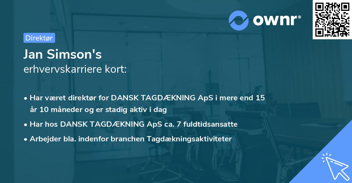 Jan Simson's erhvervskarriere kort