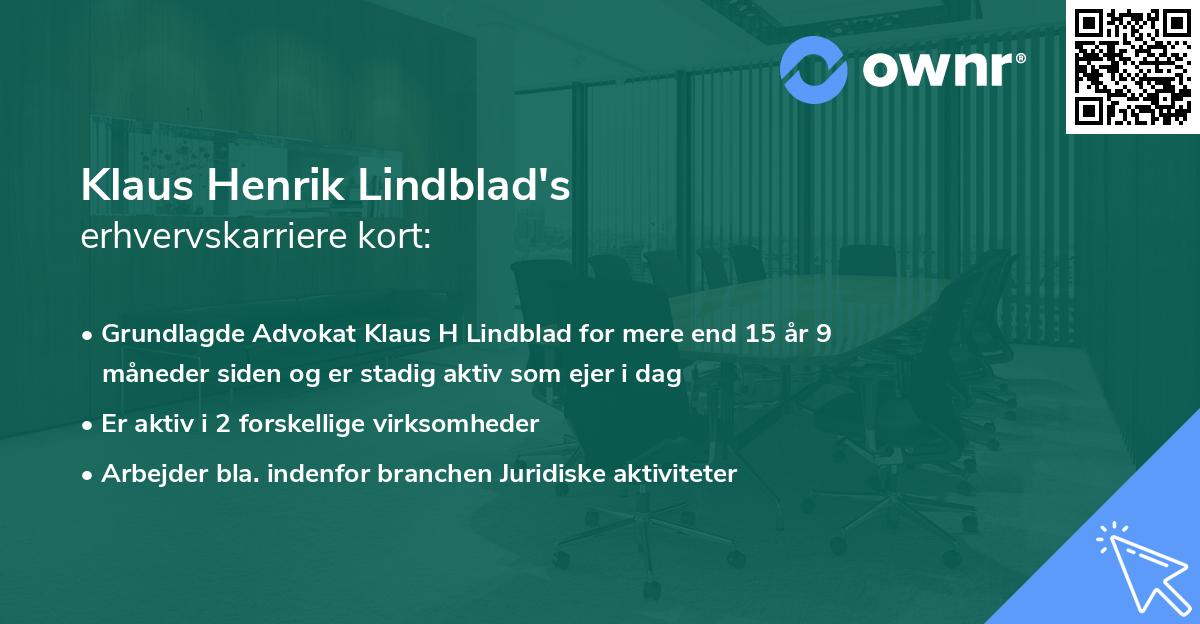 Klaus Henrik Lindblad's erhvervskarriere kort