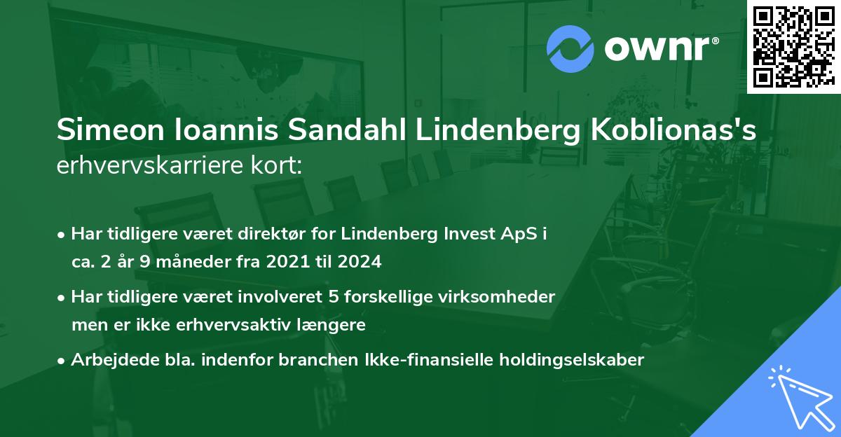 Simeon Ioannis Sandahl Lindenberg Koblionas's erhvervskarriere kort