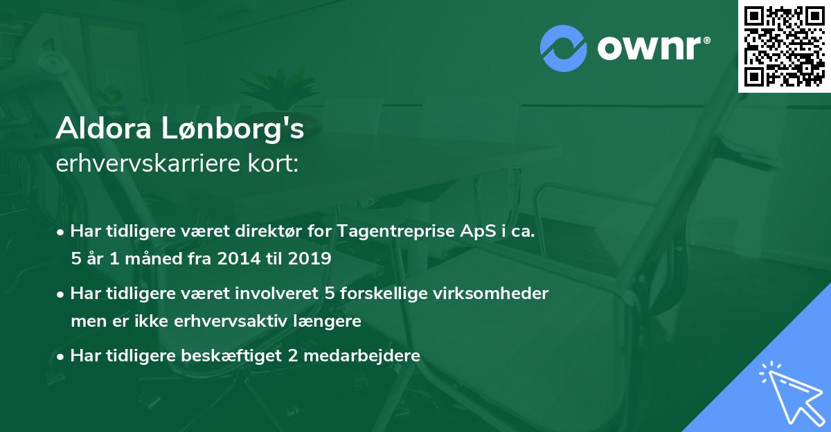 Aldora Lønborg's erhvervskarriere kort