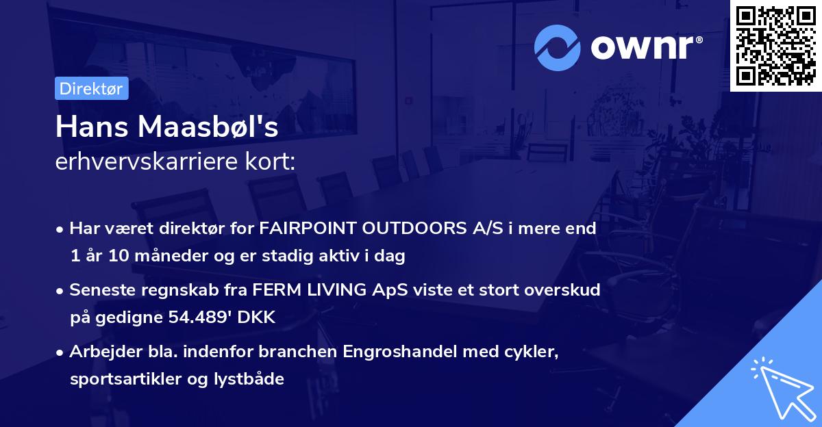 Hans Maasbøl's erhvervskarriere kort