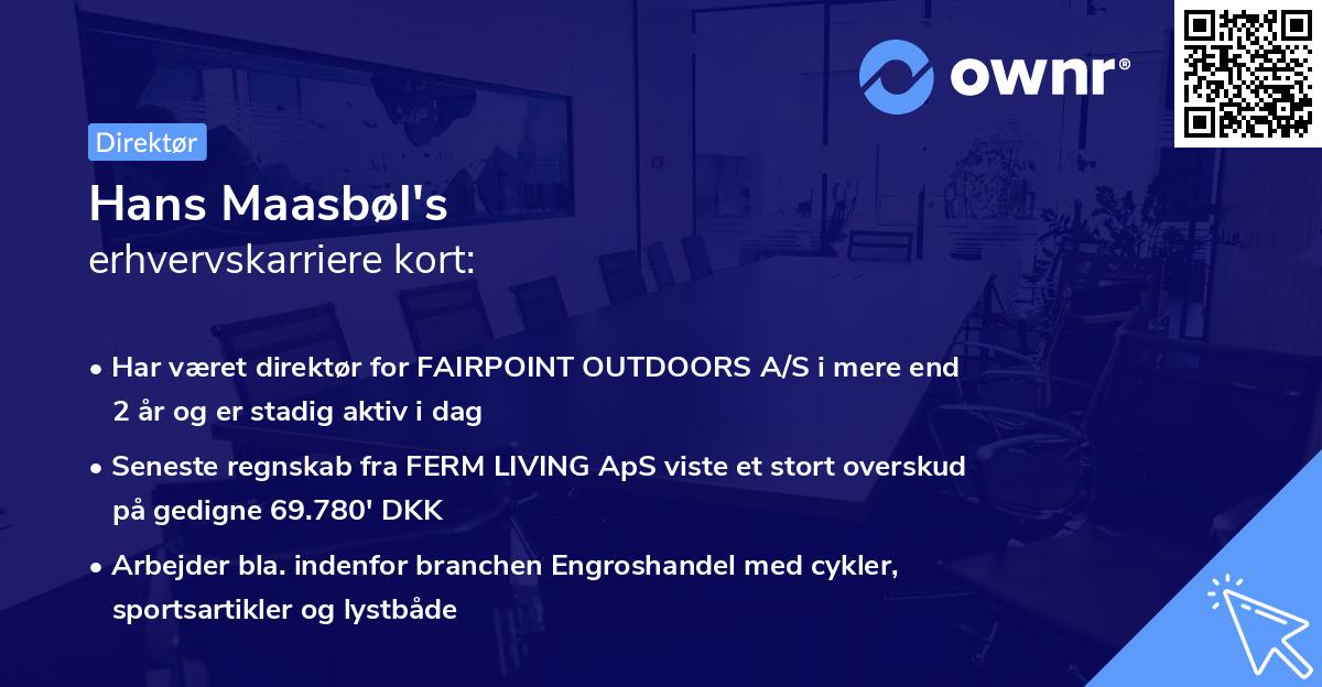 Hans Maasbøl's erhvervskarriere kort