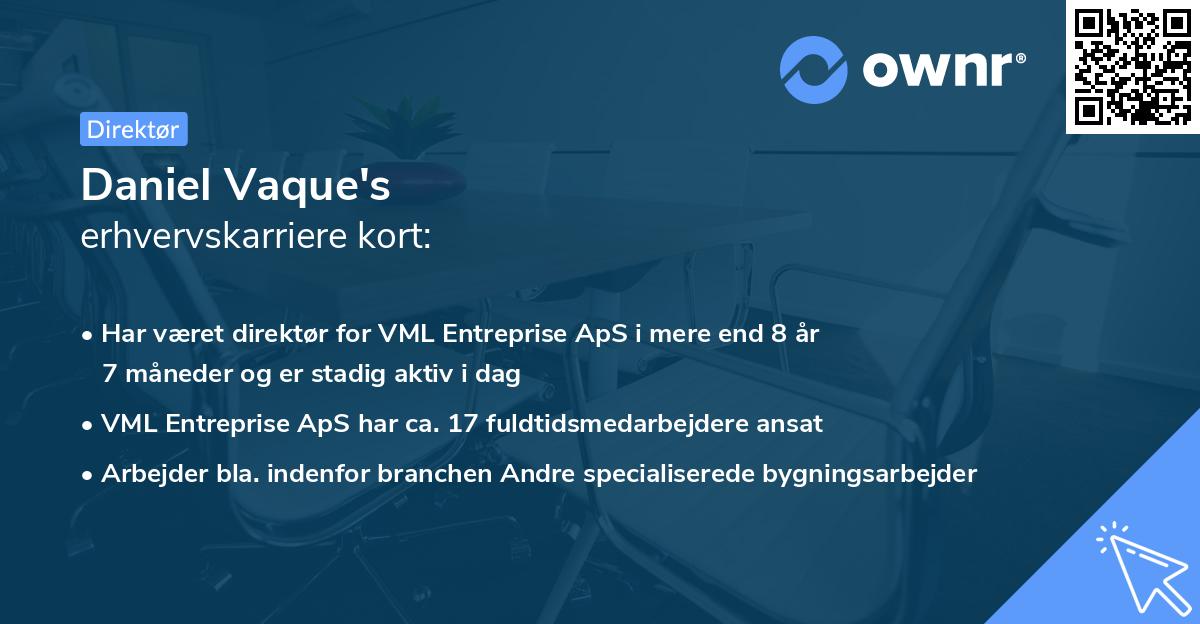 Daniel Vaque's erhvervskarriere kort