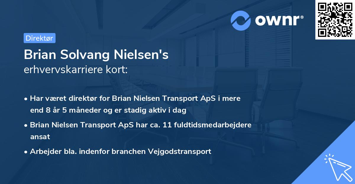 Brian Solvang Nielsen's erhvervskarriere kort